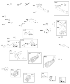 Air Cleaner, Controls, Exhaust System, Governor Spring, Ignition Diagram and Parts List for 9D902-2083-XX  Briggs and Stratton Engine